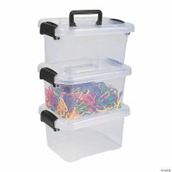 Outlet 🔥 Clear Medium Locking Storage Bins with Lids- 3 Pc. 🧨