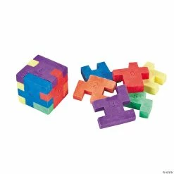 Discount ✔️ Mini Six-Sided Cube Puzzle Erasers - 12 Pc. ✔️