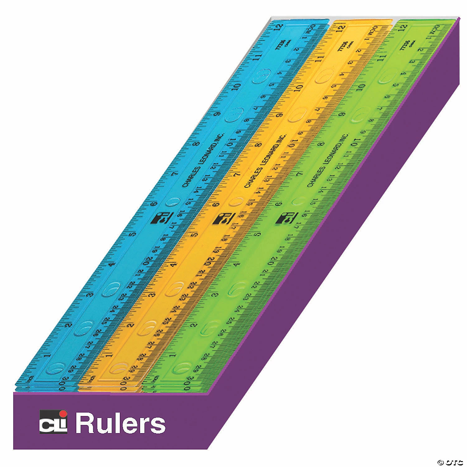 Budget π Plastic 12" Ruler, Flat, Translucent Assorted Colors, Pack of 36 𧨠- Image 2